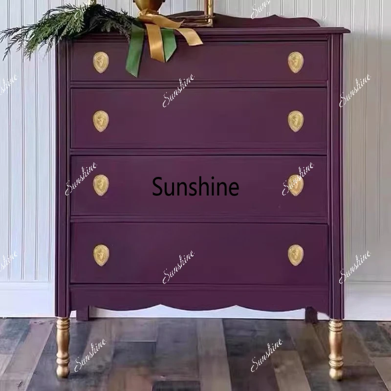 

Retro, French bedroom chest of drawers carved table flowers, solid wood custom storage