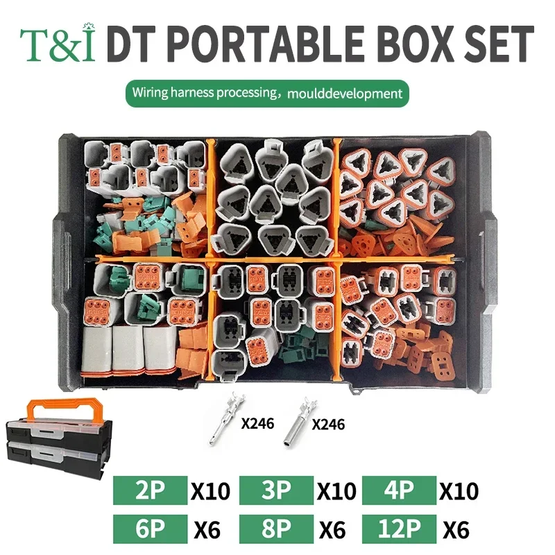 

588 PCS Kit Deutsch type DT 2 3 4 6 8 12Pin Auto Waterproof Connector Automotive Plug DT06-2/3/4/6/8/12S DT04-2/3/4/6/8/12P