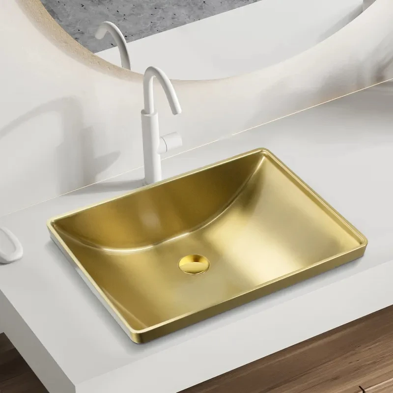Modern Golden Countertop Stainless Steel 304 Sink Bathroom Unique Wash Basin Sink
