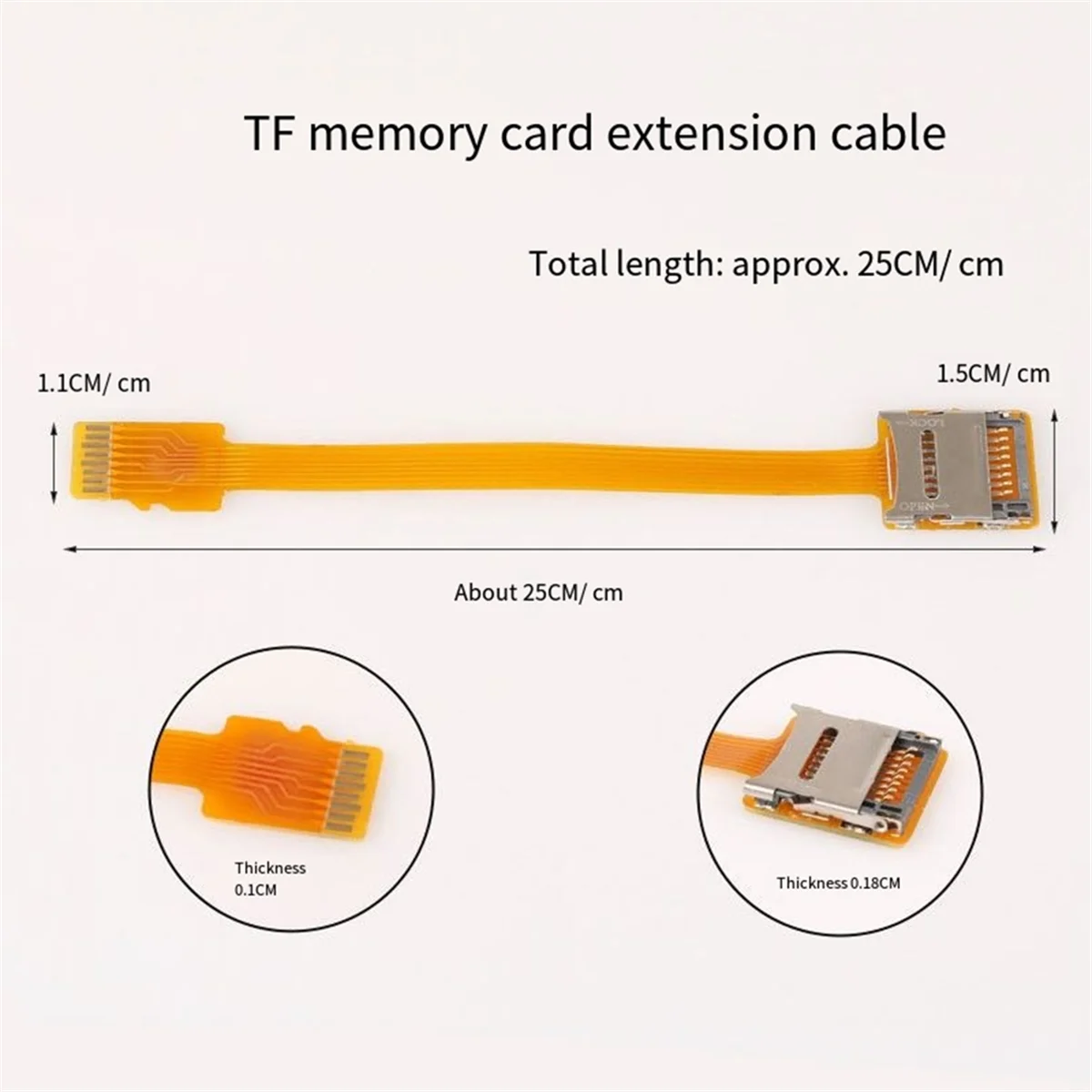 

A74Z Micro-SD Memory Card Kit Male to Female Extension Cable Soft Ribbon Flat Micro-SD/ TF Card FPC Cable Extender 25cm