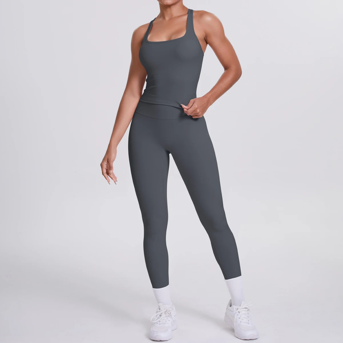 Yoga Top Set Fitness Gym Anzug Training Ärmellose Sport Gym Tops Crossover Zurück Sport Unterwäsche Bauch-steuer Abnehmen – Detail 27