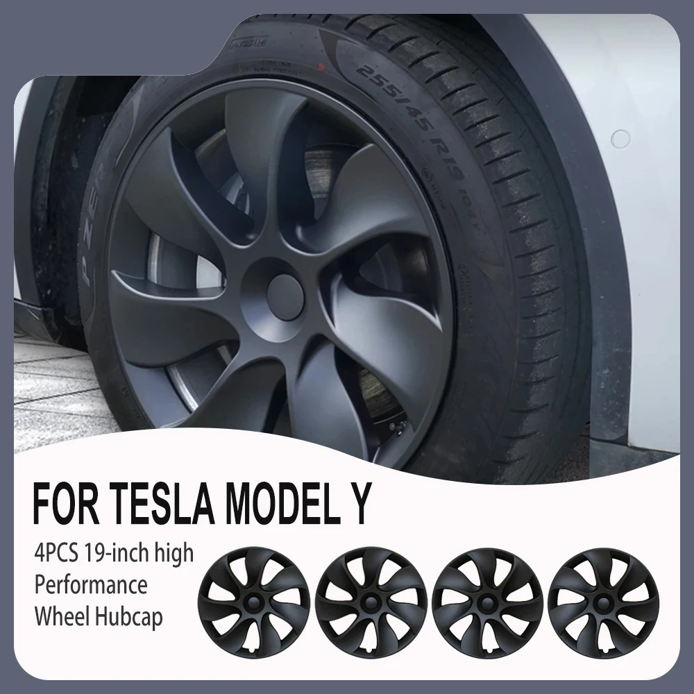 

4PCS 19-Inch Automobile Hubcap Full Rim Cover Accessories Hub Cap Original Car Replacement Wheel Cap for Tesla Model Y 2018-2023