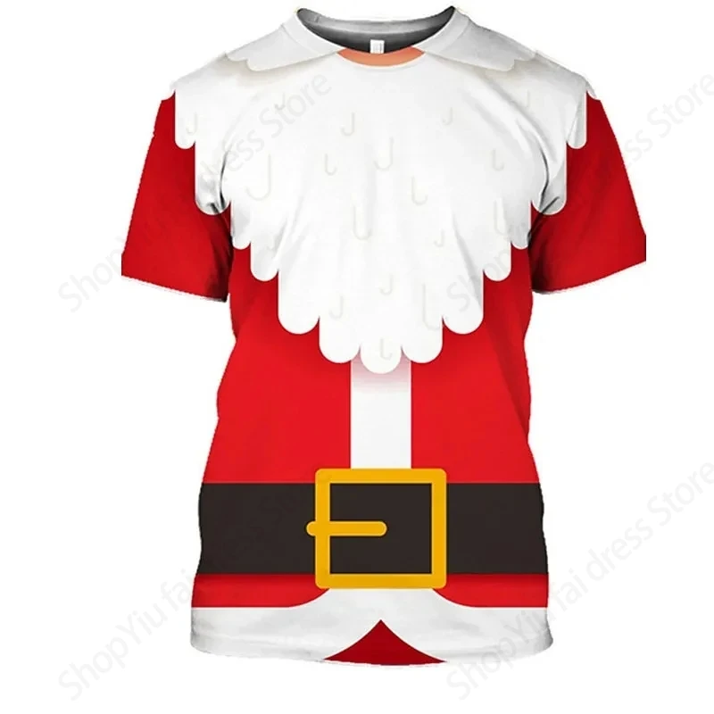 New fashion Christmas 3d Print Tshirt Men Women Fashion T-shirt Kids Hip Hop Tops Tees Santa Claus T shirt Red
