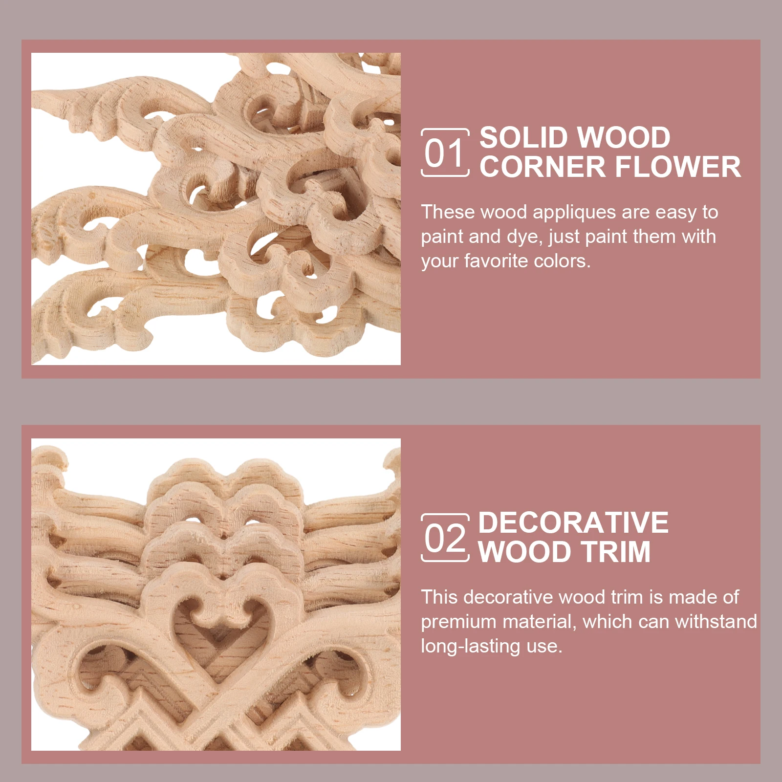 

4pcs Carved Trim For Furniture Cabinet Door Window Carved Wood Trim Mirror Decor Corner Onlays Wood Decorations