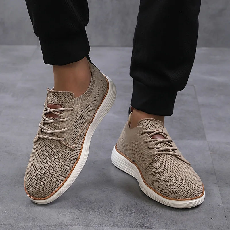 2025 Spring New Men's Fly Weave Design Breathable Casual Loafer Shoes Comfortable Shallow Mouth Non Slip Fashion Trend Sneakers