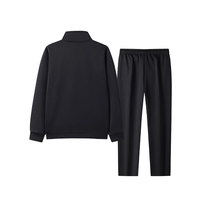 سترة رجالية بسحاب وأكمام طويلة بلون سادة ورقبة دائرية، قمة الموضة، سراويل مرنة عالية الخصر، جيب، بدلة السراويل #4