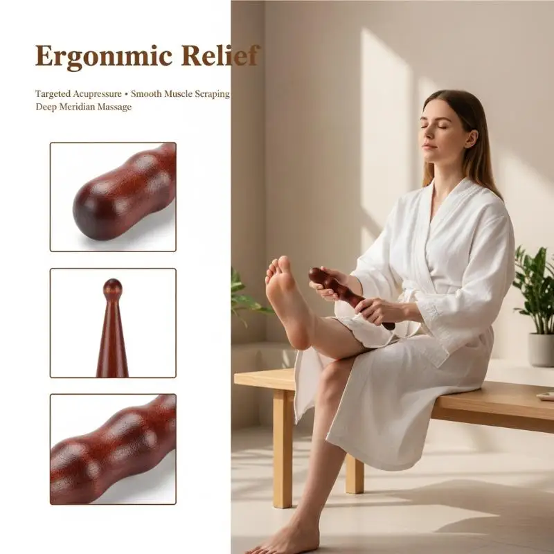 Fuß- und Körpermassagestab Reflexzonen-Therapiegerät aus Holz für Tiefenakupressur Stressabbau zur Persönlichen Anwendung
