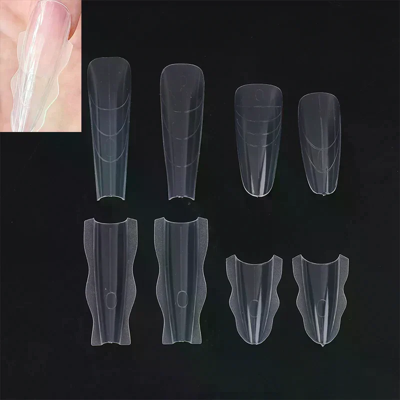 60Pcs Sandwich Nails Forms Nail Mold for Quick Nails Extension Plastic Nail Form Tools for Beginners Professionals Women