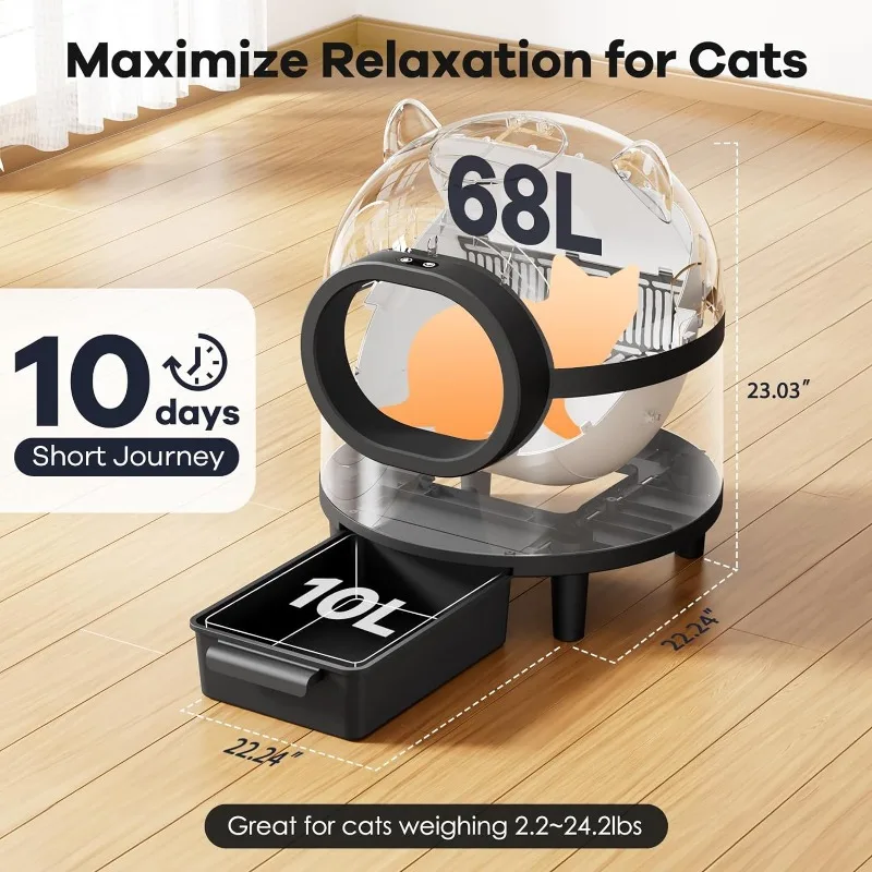 Self Cleaning Cat Litter Box, for Multiple Cats with APP Control Odor Removal Safety Protection 2 Rolls Garbage Bags