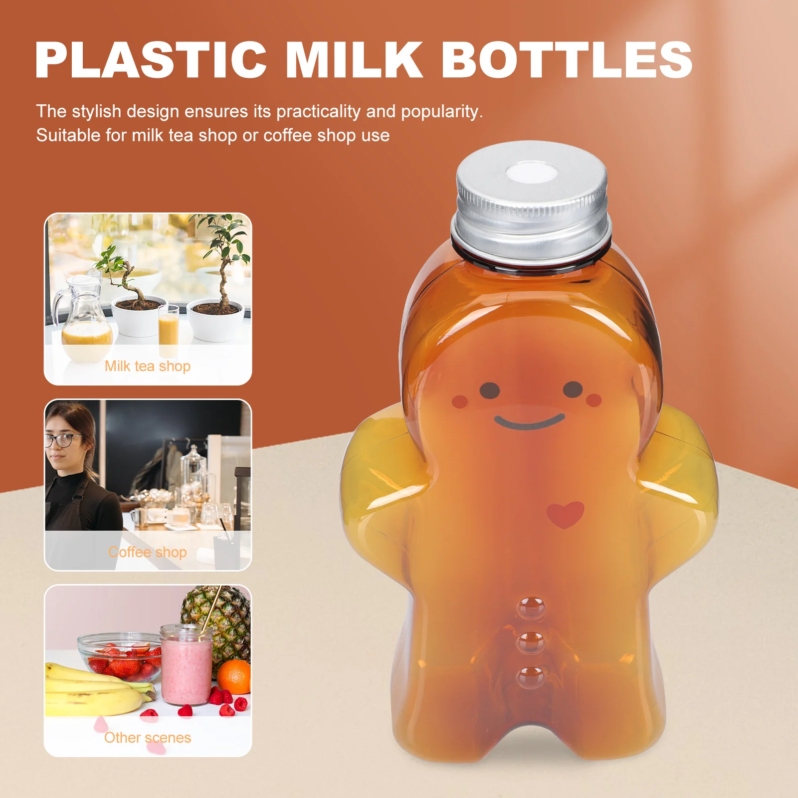 10pcs Beverage Bottles Transparent Juice Containers Smooth Edges For Daily Use Home-Made Drink Storage Kitchen Barware Plastic