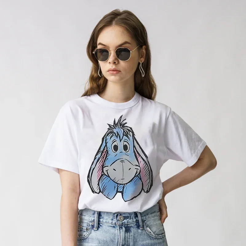 Kawaii Eeyore Printed Tshirt Women Winnie The Pooh Graphic T-shirt Summer Casual Short Sleeves T Shirt Harajuku Aesthetic Tees