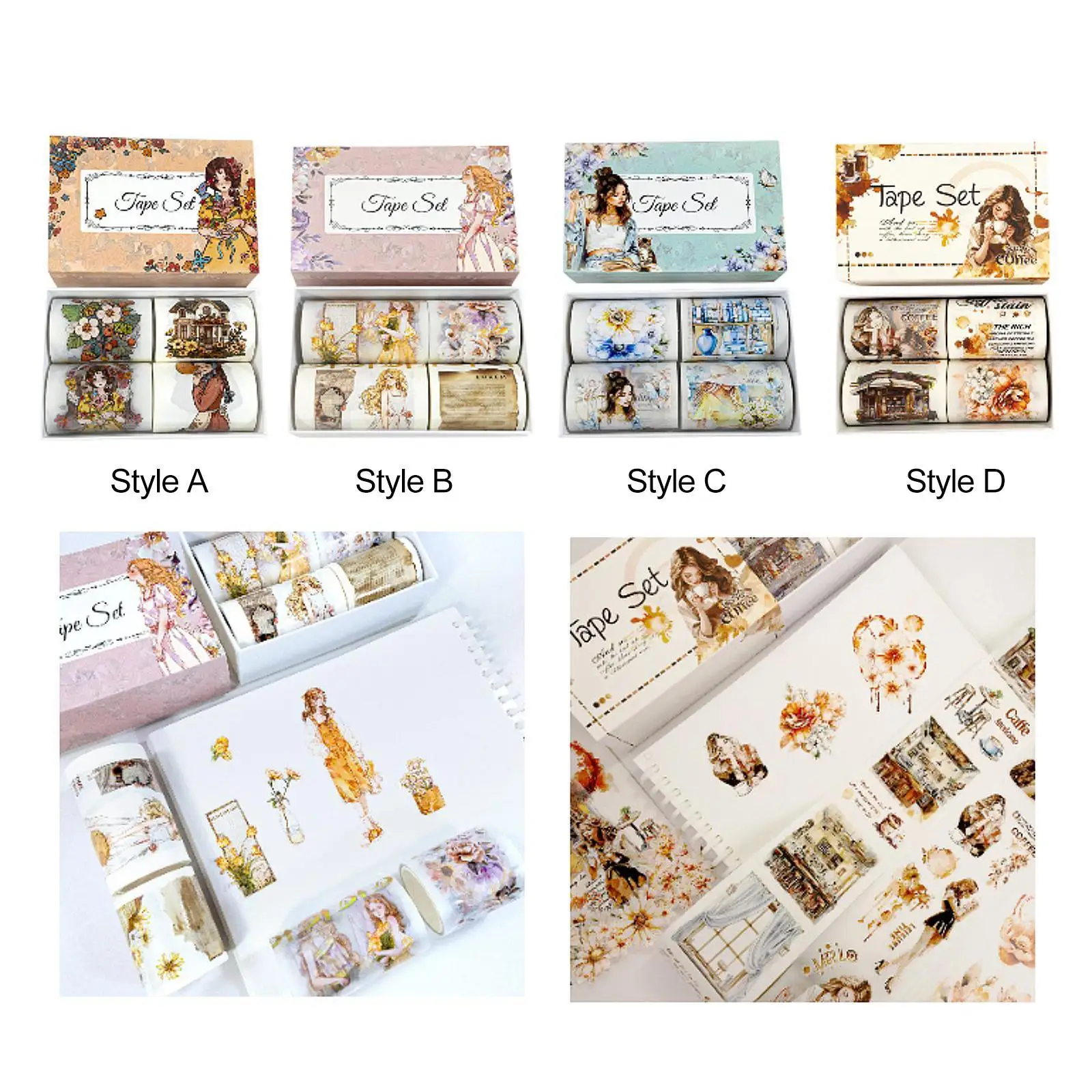 4 rolki taśmy Washi Dorośli Unikalni mężczyźni Kobiety Taśma dekoracyjna Naklejki dekoracyjne dla dzieci DIY na kartę Dziennik Pakowanie prezentów Impreza Scrapbooking