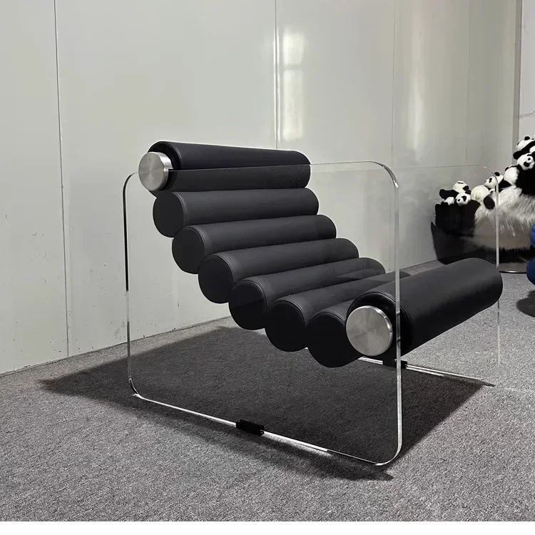 

-Transparent Acrylic Armrest Chair Nordic Style Leisure Chair Bedroom Hotel Home Living Room Lounge