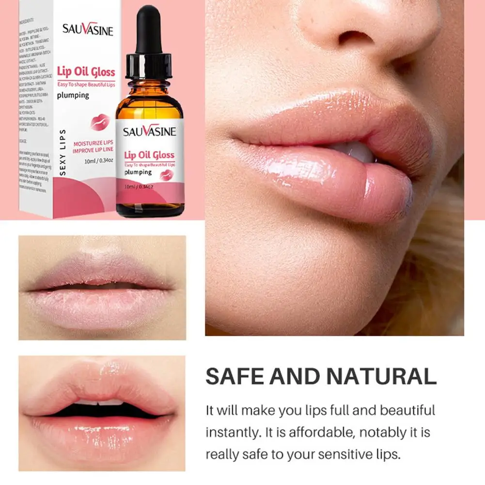 Natural Lip Enhancer e Lip Care Serum, Plumper Gloss, lábios seguros e hidratantes, mais macios e completos, mais completo bonito, 10ml