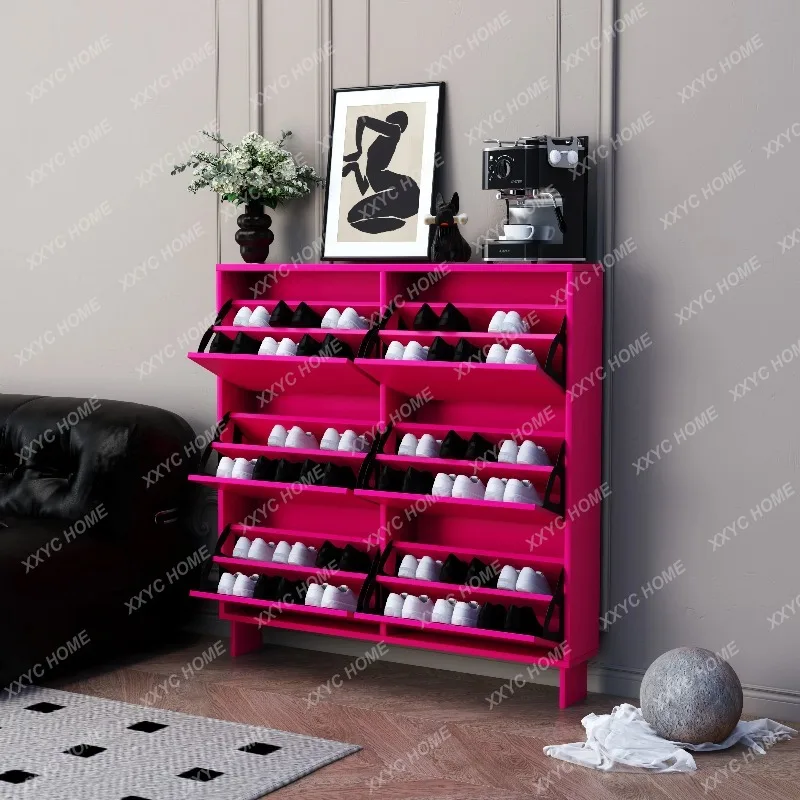 XXColor solid wood shoe cabinet baking paint, living room home door entrance locker complete customization