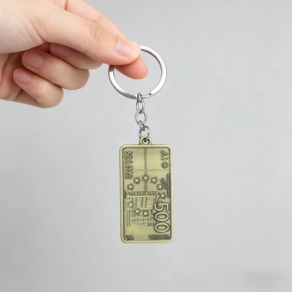 3D Mini Euro Banknoten Schlüsselanhänger Retro Vintage Schlüsselring Geldbeutel Paar Hip-Hop-Stil Personalisiertes Reichtumssymbol Anhänger Geschenk – Detail 1