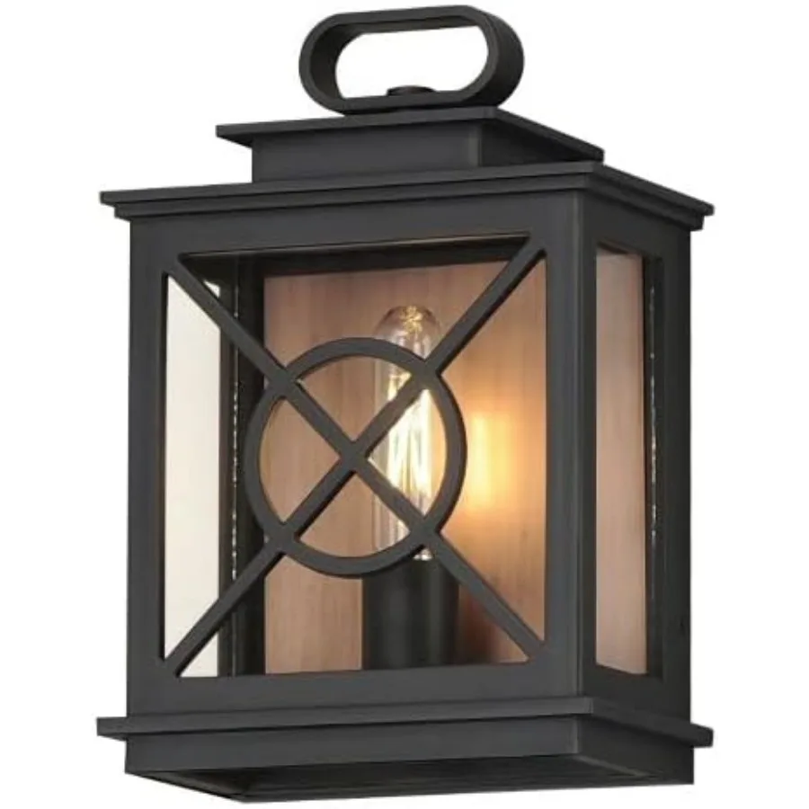 Lanterna da parete per esterni con candela leggera e finitura in rame invecchiato nero per giardino, patio e illuminazione d'ingresso, resistenza durevole