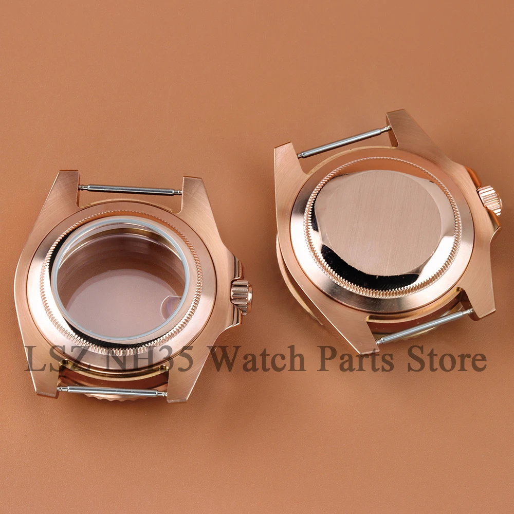 Rose Gold Stainless Steel 40MM NH35 Watch Case For GMT Yacht-master NH34 NH35 NH36 NH38 Movement 28.5mm Dial Sapphire Glass Case