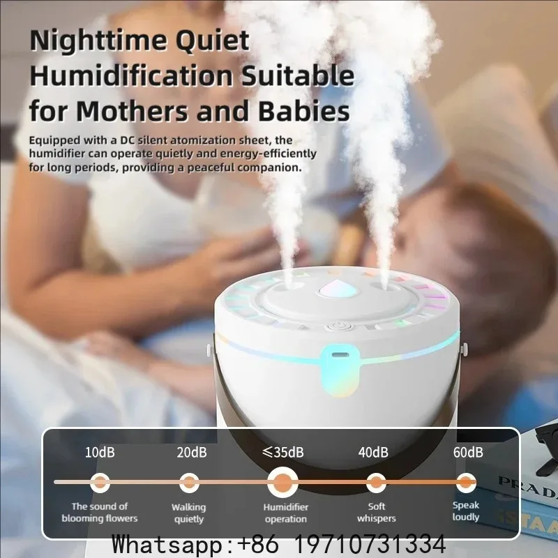TINSOL New 2L Portable Humidifier – Dual-Core Spray Aromatherapy Diffuser with Type-C Charging & Ambient Light