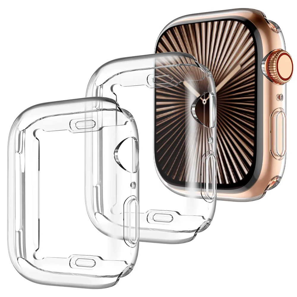 Transparent Cover For Apple Watch Case 45mm 41mm 44MM 40MM 42/46mm Full TPU bumper iwatch series 9 8 10 7 SE 6 5 4 3 accessories
