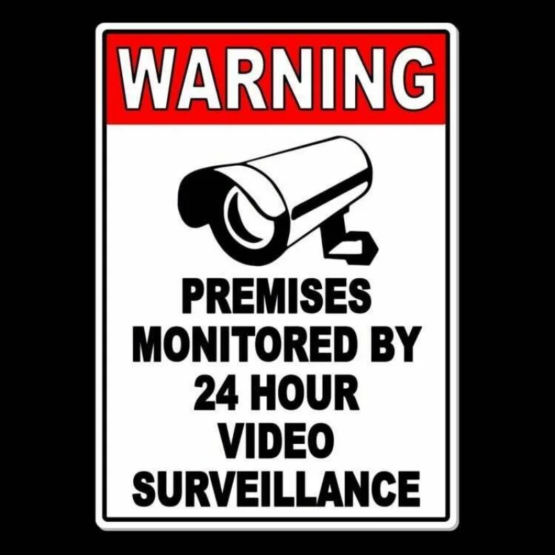 Vintage-Style Iron Video Surveillance Warning Sign - 24/7 Security Camera Detector Decal, Self-Adhesive Wall-Mounted Deterrent f