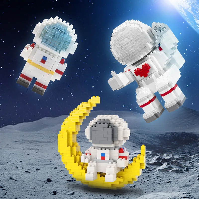 Micro Rocket Building Blocks Space Moon Satellite Astronaut Figure MOC Diamond Bricks Constructor Montessoris Toys for Children