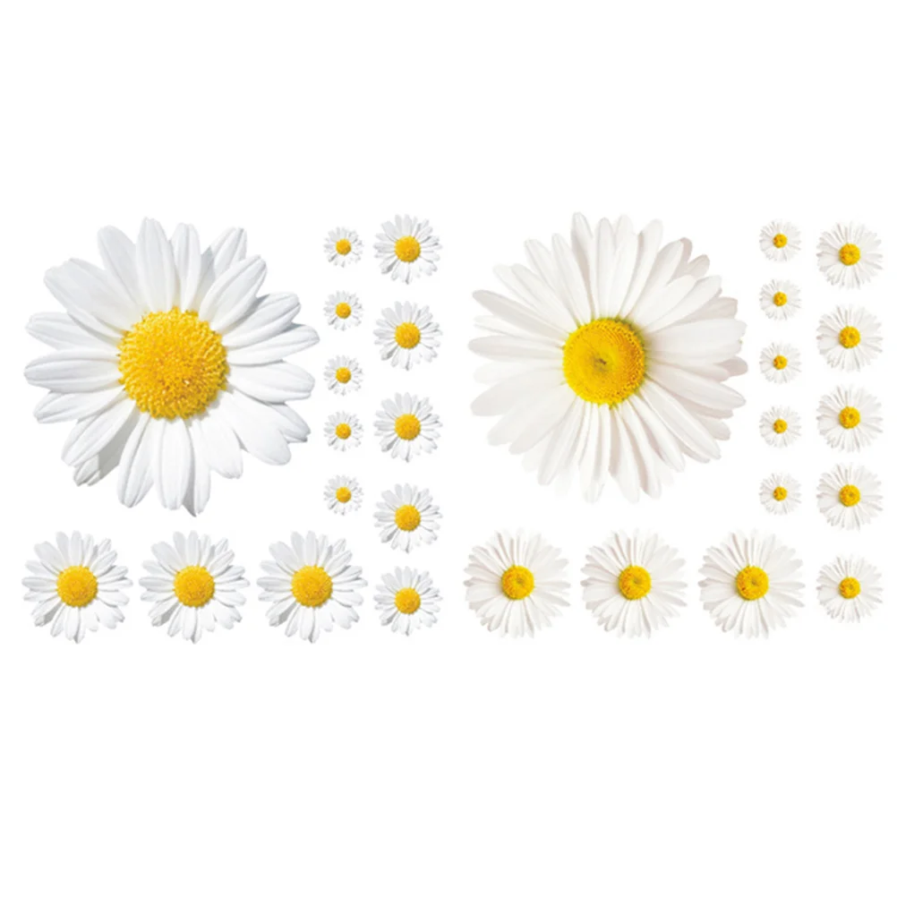 Wall Daisy Stickers Sticker Flower Decal Decals Mural Wallpaper Decor Self Floral Adhesive Decorative Bedroom Room Removable