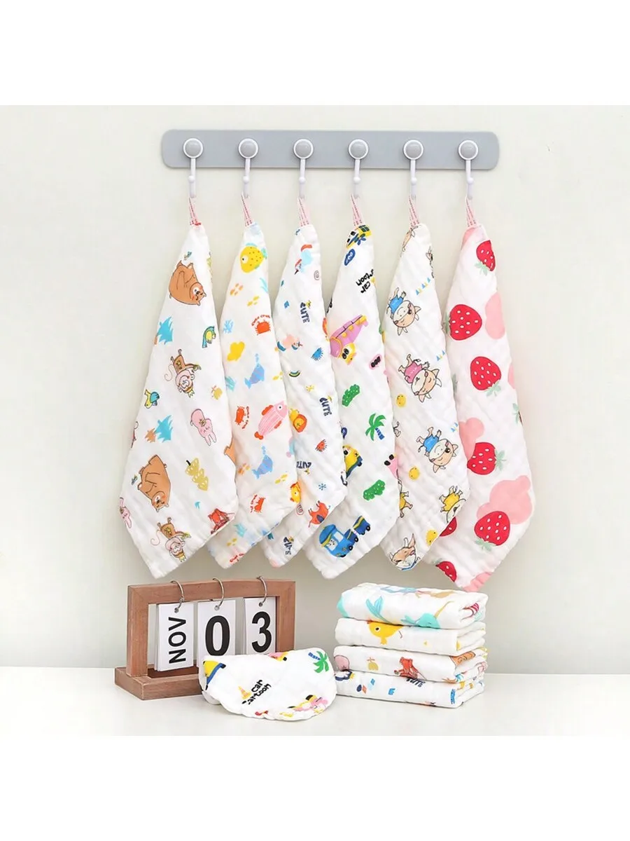1/5pcs Baby Towels Random Color Muslin 6 layers Cotton Soft Kids Face Handkerchief Bathing Feeding Washcloth Wipe Burp Cloth