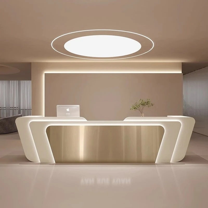 Stainless Steel Reception Desks Minimalist Modern Beauty Reception Desks Salon Dental Office Furniture Banco Reception ZY40JDT