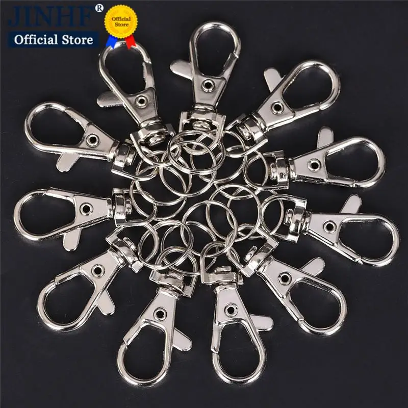 10pcs/lot Split Ring WholealesMetal Classic Key Chain DIY Bag Jewelry Ring Swivel Lobster Silver Clasp Clips Key Hooks Keychain