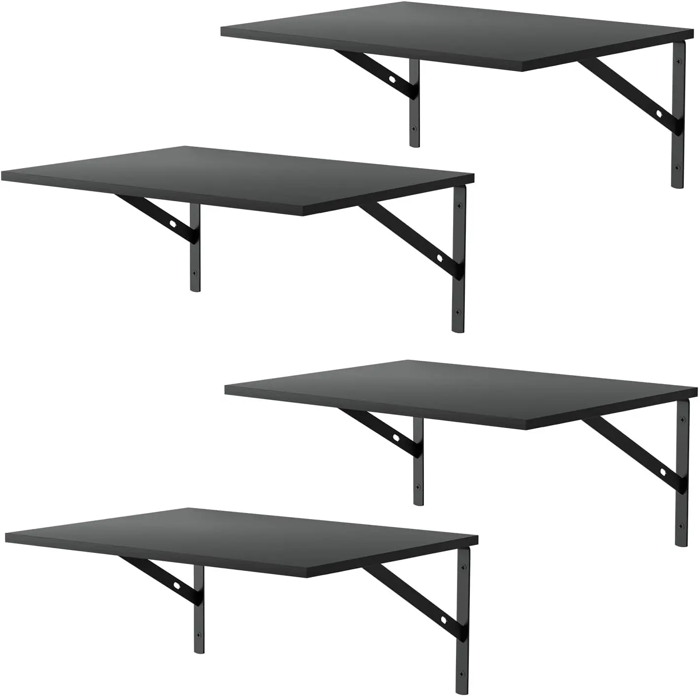 

Deep Floating Wall Shelves - 4 Sets of 12 Inch Wide Black Wood Shelves for Bathroom, Bedroom, Kitchen, Living Room