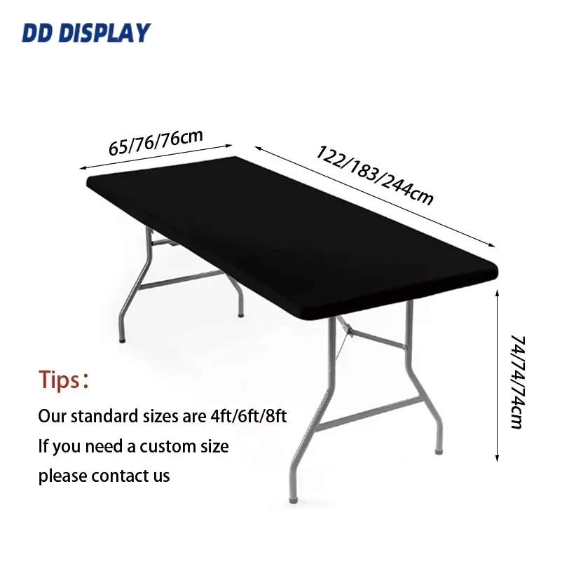 DD 4ft 6ft 8ft Custom Logo Spandex Table Cover Stretch Table Cloth Hotel Banquet Wedding Exhibition Counter Decor Tablecloth