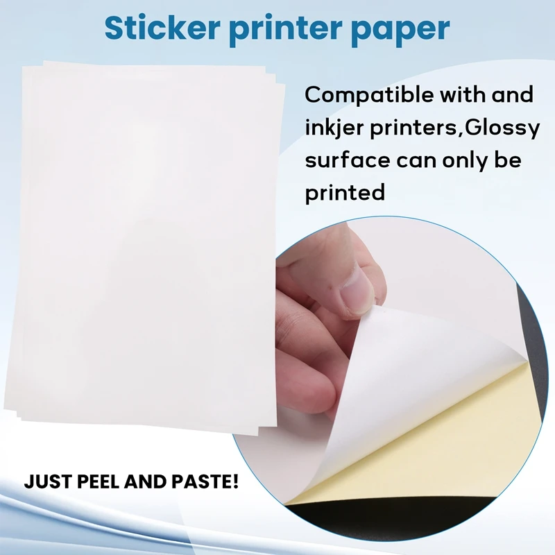 50 Sheets A4 White Self Adhesive Waterproof Sticker Label Glossy Paper for Inkjet Printer Copier-DTA9