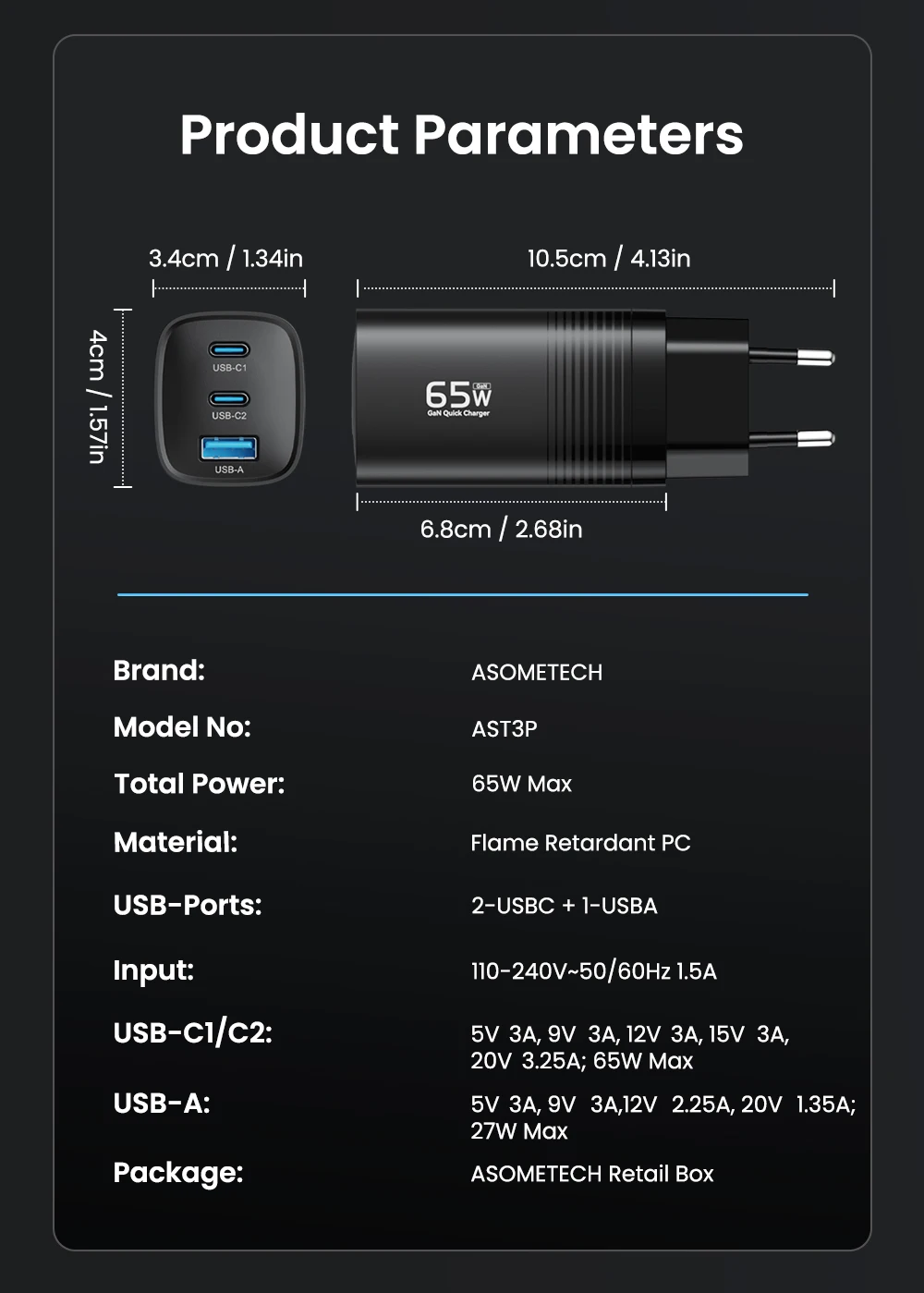 65W GaN USB Typ-C Ladegerät 45W PPS PD3.0 QC4.0 Schnellladegerät für iPhone 17 16 15 Macbook Laptop IPAD Tablet Samsung S23 Ultra – Detail 15