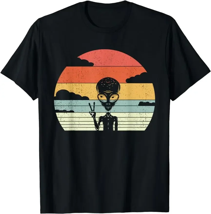 Cute Alien I Come in Peace Space Rave EDM Music Alien T-Shirt Graphic Tee Fashion Short Sleeve Novelty Unisex Short-sleev
