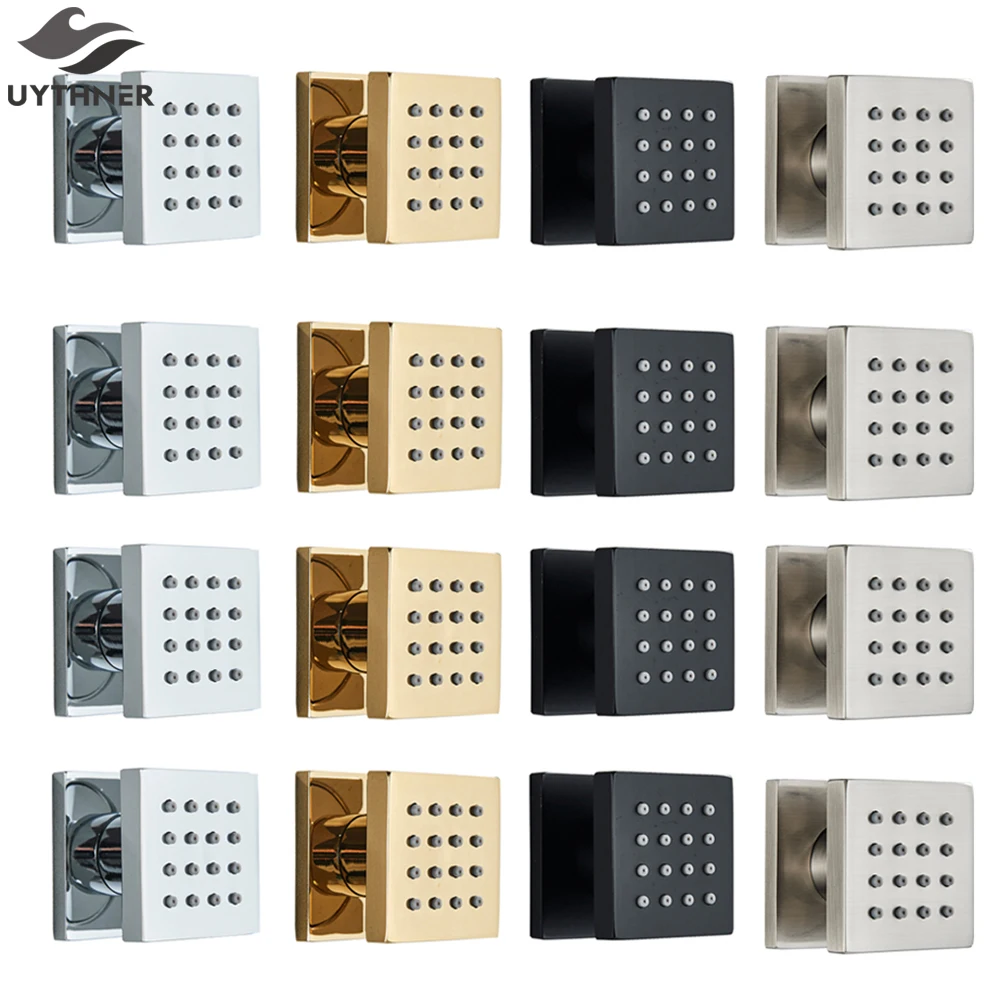 

4-6pc Brass Body Sprays Square Shower SPA Massage Jets Concealed Bathroom Shower Sprayer Head Faucet Accessories