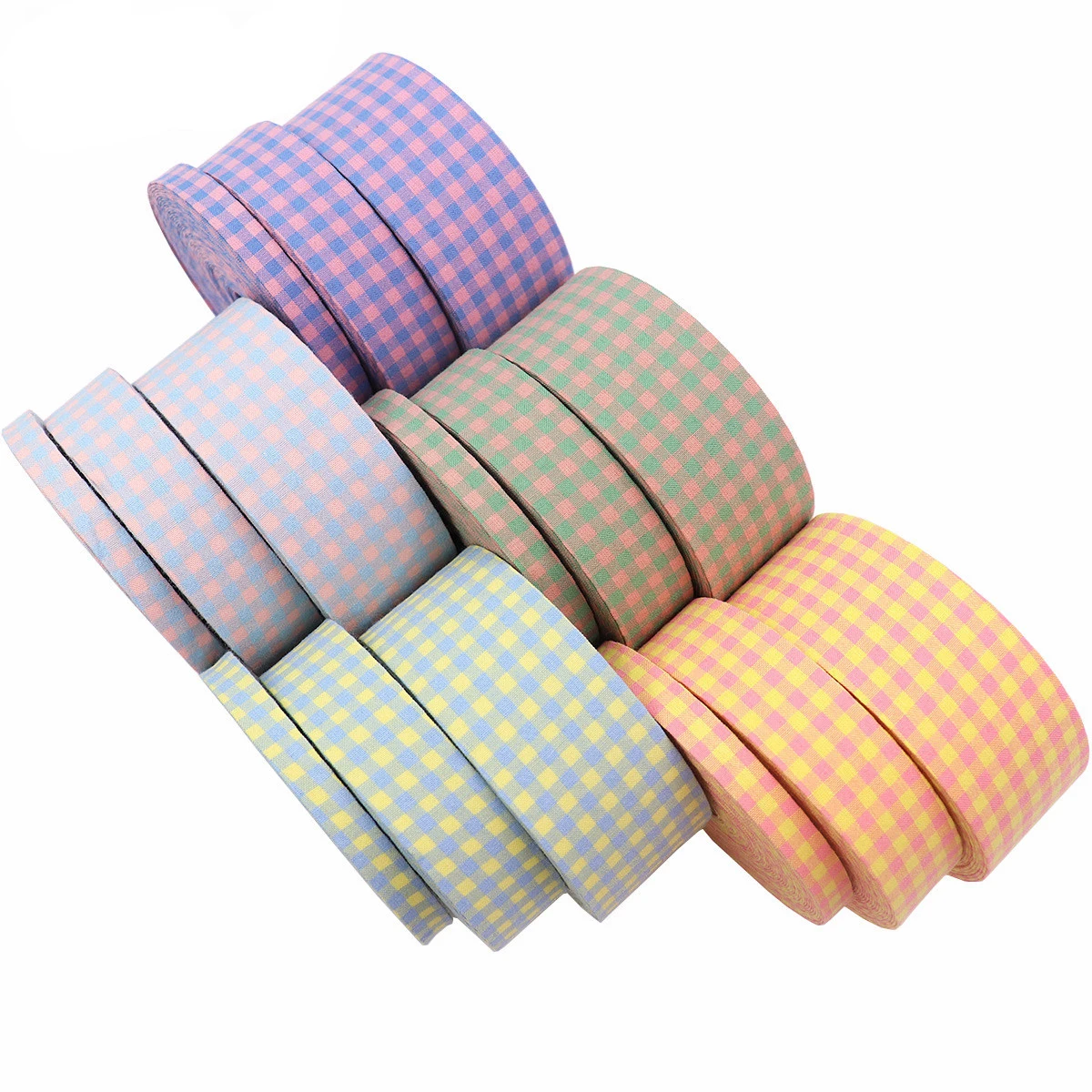 5 Yards/Roll 10 25 38mm Double-Sided Lattice Thicken Cloth Ribbon for Gift Wrapping Accessories Bows for Crafts Decorative Tape