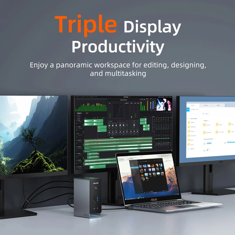 CABLETIME 16 in 1 USB Cドッキングステーション 4K HDMI対応 M.2 SSDエンクロージャ イーサネット 100W PDドックハブ SD/TF対応 ワークステーション