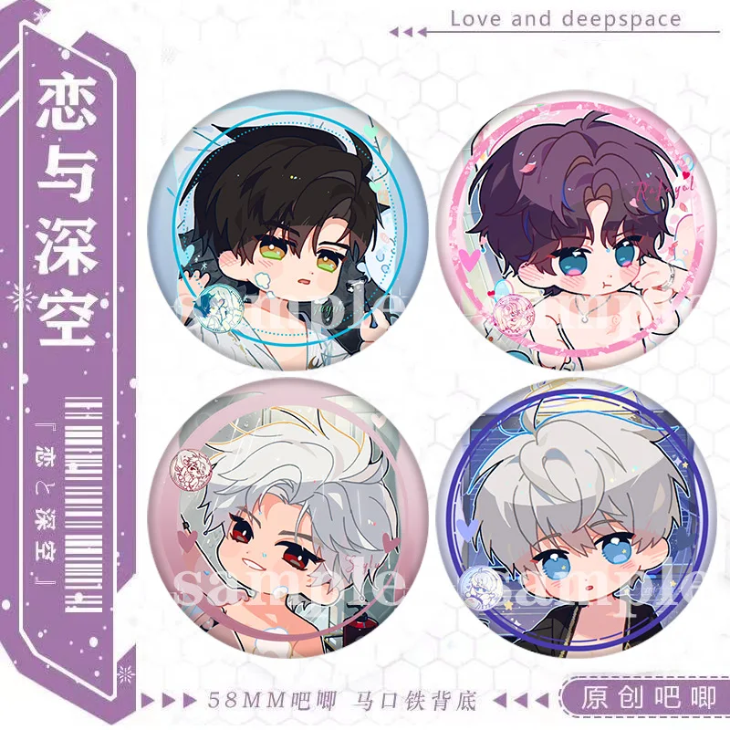 

58/75MM Love and Deepspace Sylus Caleb Rafayel Zayne Xavier Anime Badge Emblem Brooch Cartoon Backpack Decorative Collectibles
