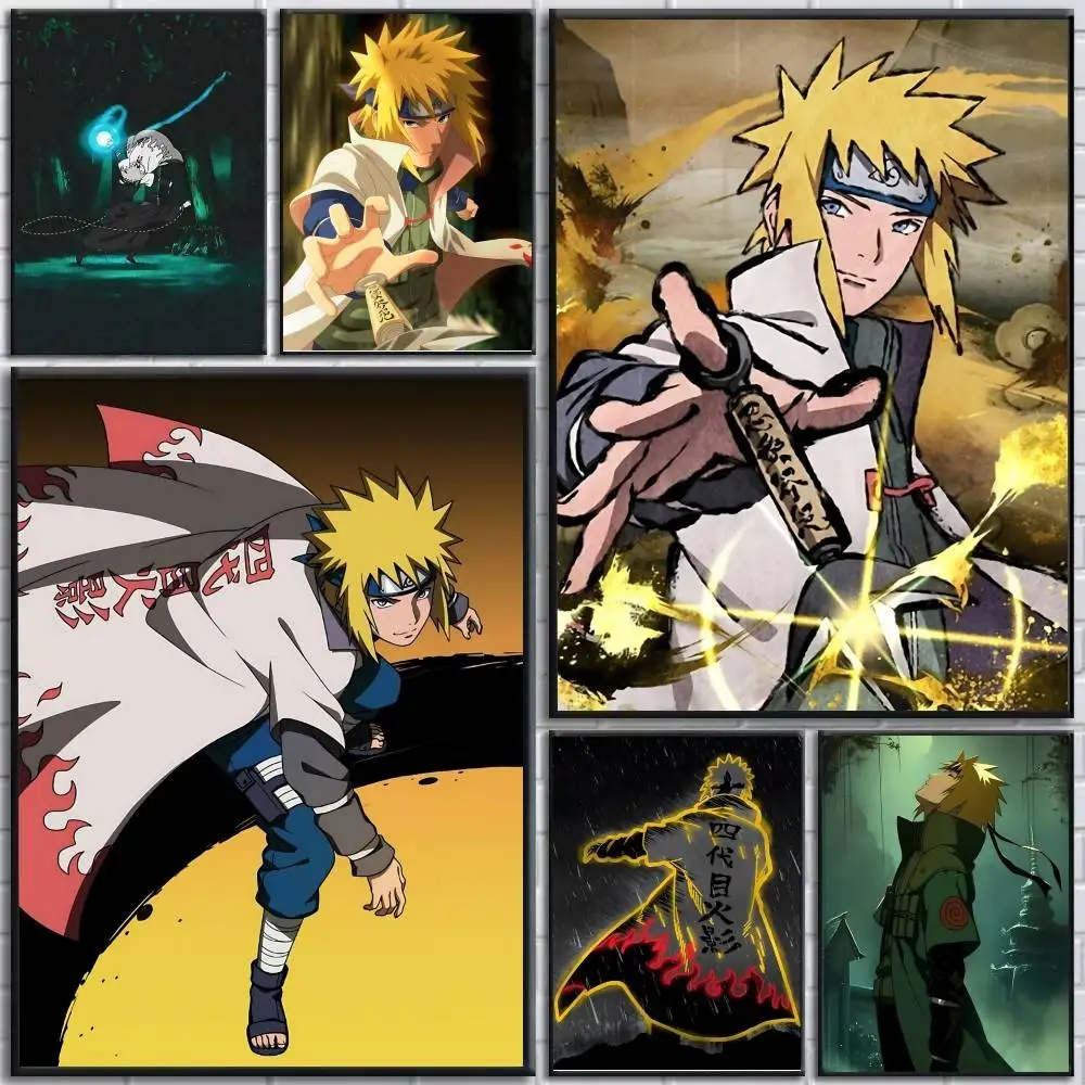 Anime Character Minato Namikaze Manga posters Self-adhesive Paper Print Home Living Room Bedroom Entrance Bar Cafe Art