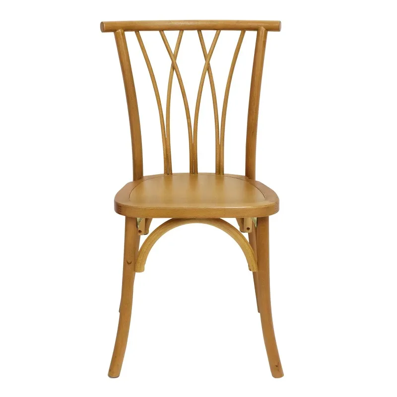 Stackable Solid Wood Natural Willow Chair with Wooden Seat