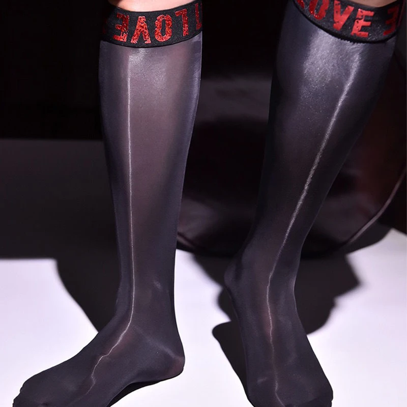 新しいパーソナライズされた手紙ストッキング快適で通気性のあるセクシーなフェムボーイブラックストッキングシルキースムースオイリーストレッチビジネスソックス