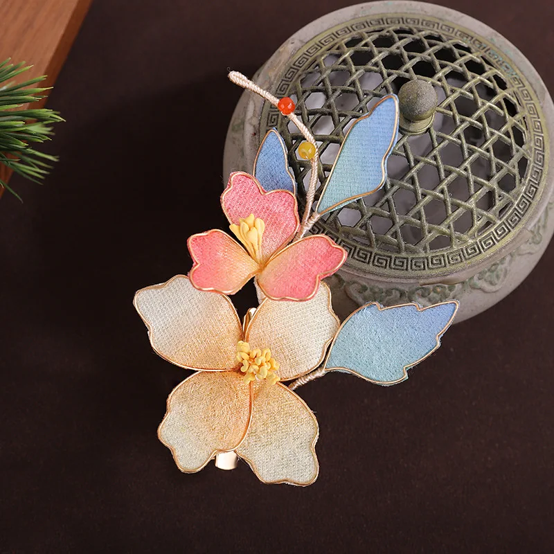 Bracelet Hand String Non-Heritage Velvet Flower Style Color Fabric Flower Hairpin Hanfu Antique Portrait Accessories New Chinese