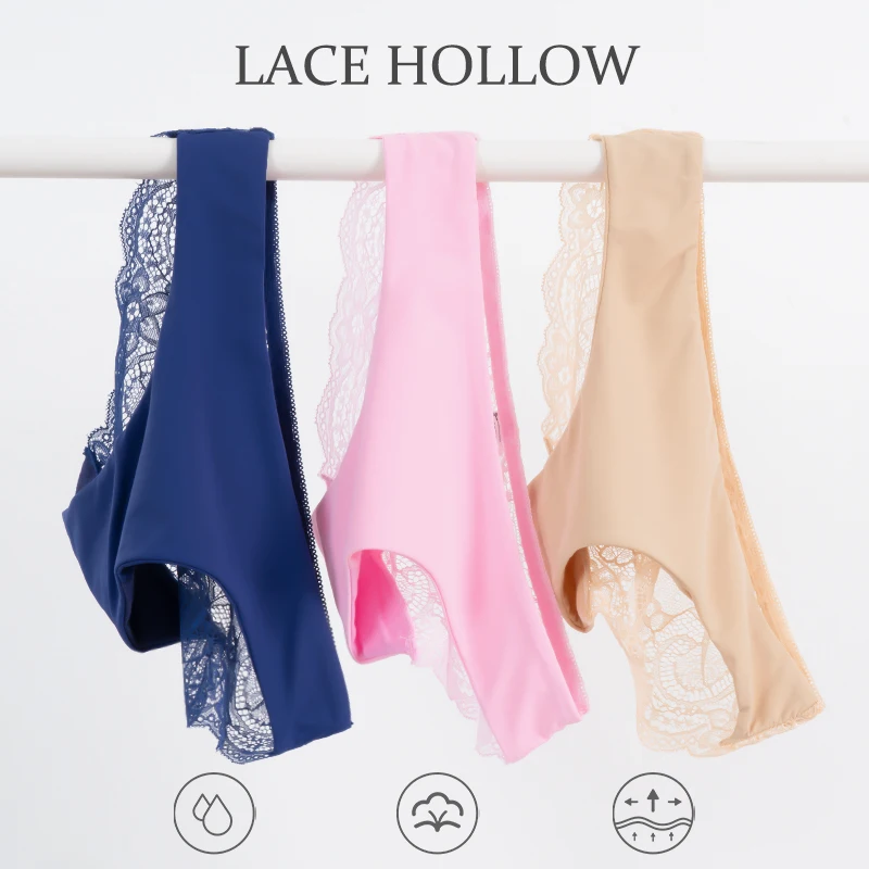 Fashion Lace Underwear Women Panties Sexy Briefs Solid Color Invisible Intimate Lingerie Female Breathable Seamless Panty
