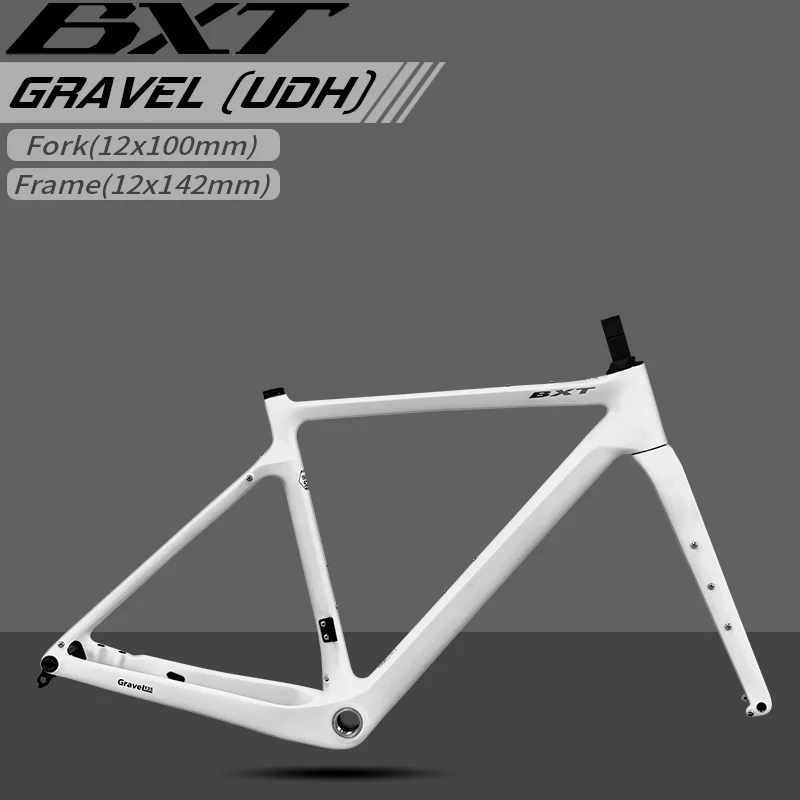 

BXT T1000 Carbon Fiber Gravel Bike Frame Thru Axle 700C Disc Brake Off Road Cyclocross Frame 3.