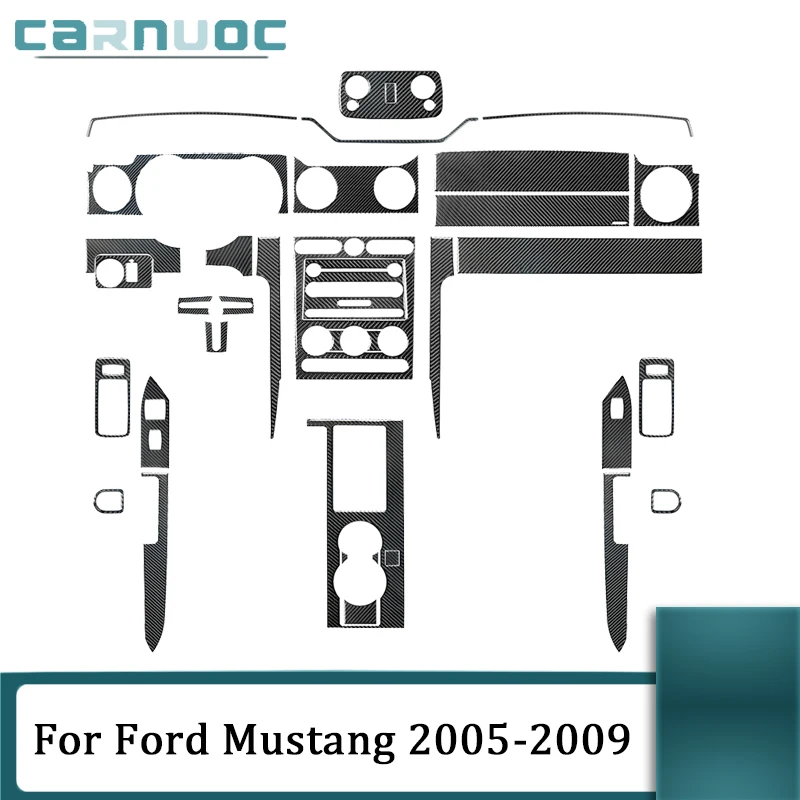 Car Interior Decorative Accessories For Ford Mustang 2005 2006 2007 2008 2009 Carbon Fiber Various Parts Black Stickers