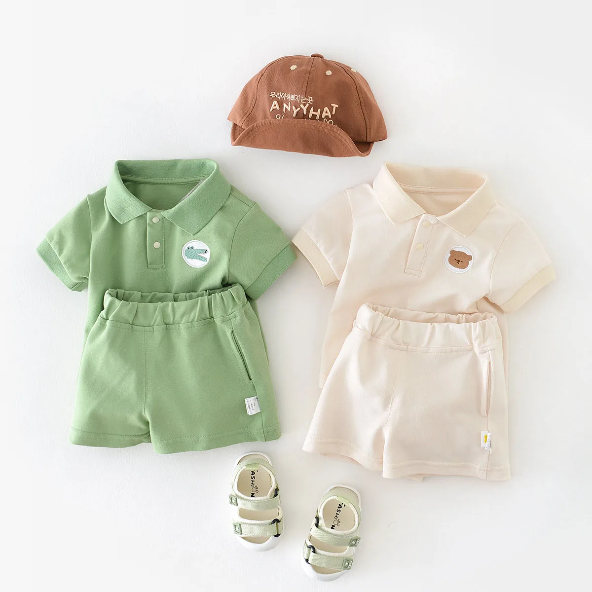 MILANCEL Summer Baby Clothes Set Turn Down Collar Boys Track Suit Toddler Girls Tee Suit Animal Style Outfit image 3