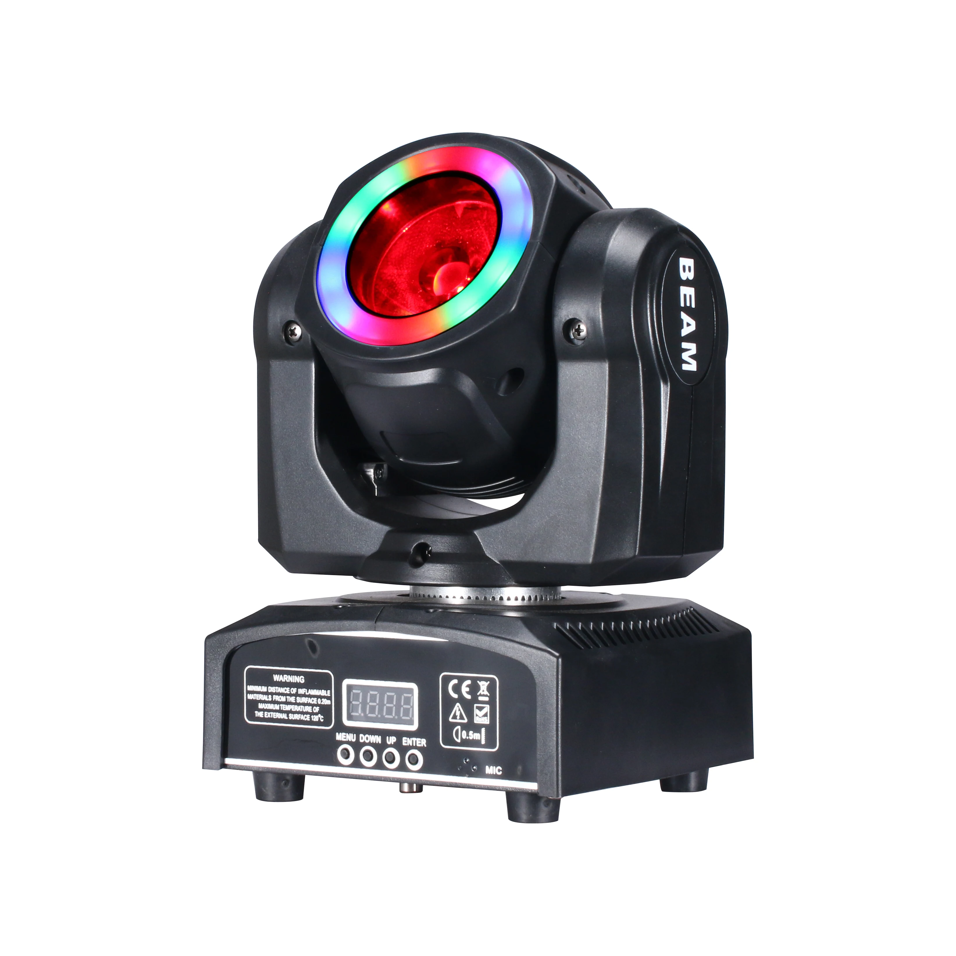 DJ Lighting Mini Moving Head  65W LED Beam with Halo Ring for DJ Club Xmas Wedding Disco Party Lights