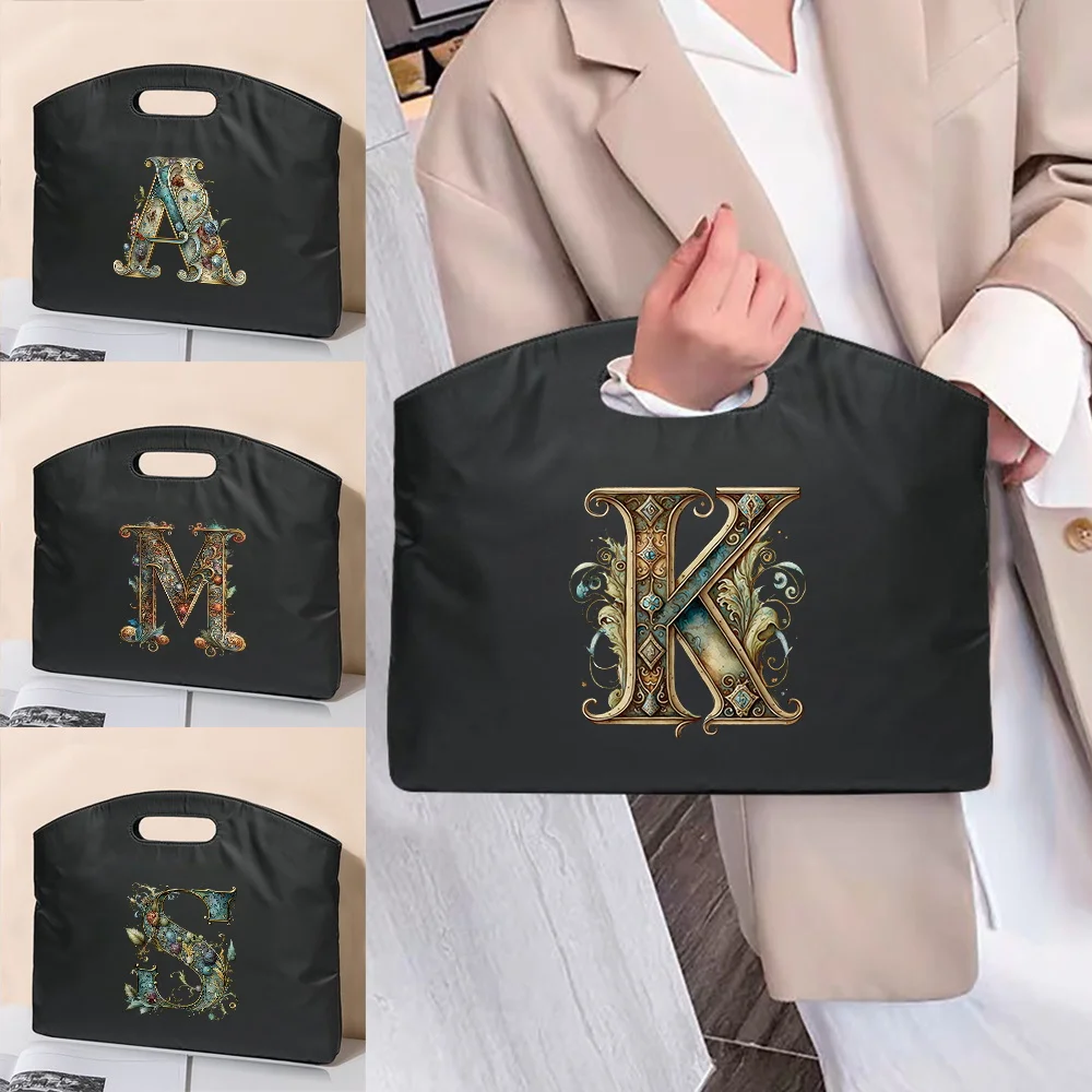 

Портфель для документов, деловая сумка для офиса, портативный, большой вместимости, ручной, серия «Графические буквы», для хранения документов на конференциях