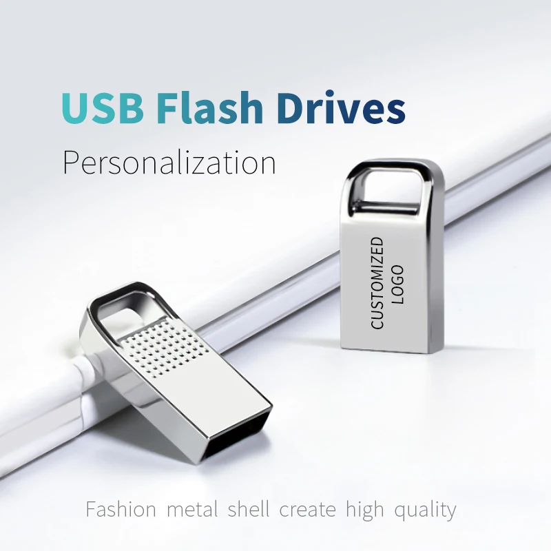 Unidad Flash USB de Metal, pendrive de 10 piezas, 4GB, 16GB, 32GB, 64GB, logotipo gratis, Memoria Flash impermeable de alta velocidad, disco U